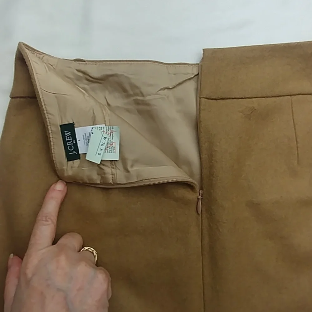 J. Crew wool camel colored lined mini skirt